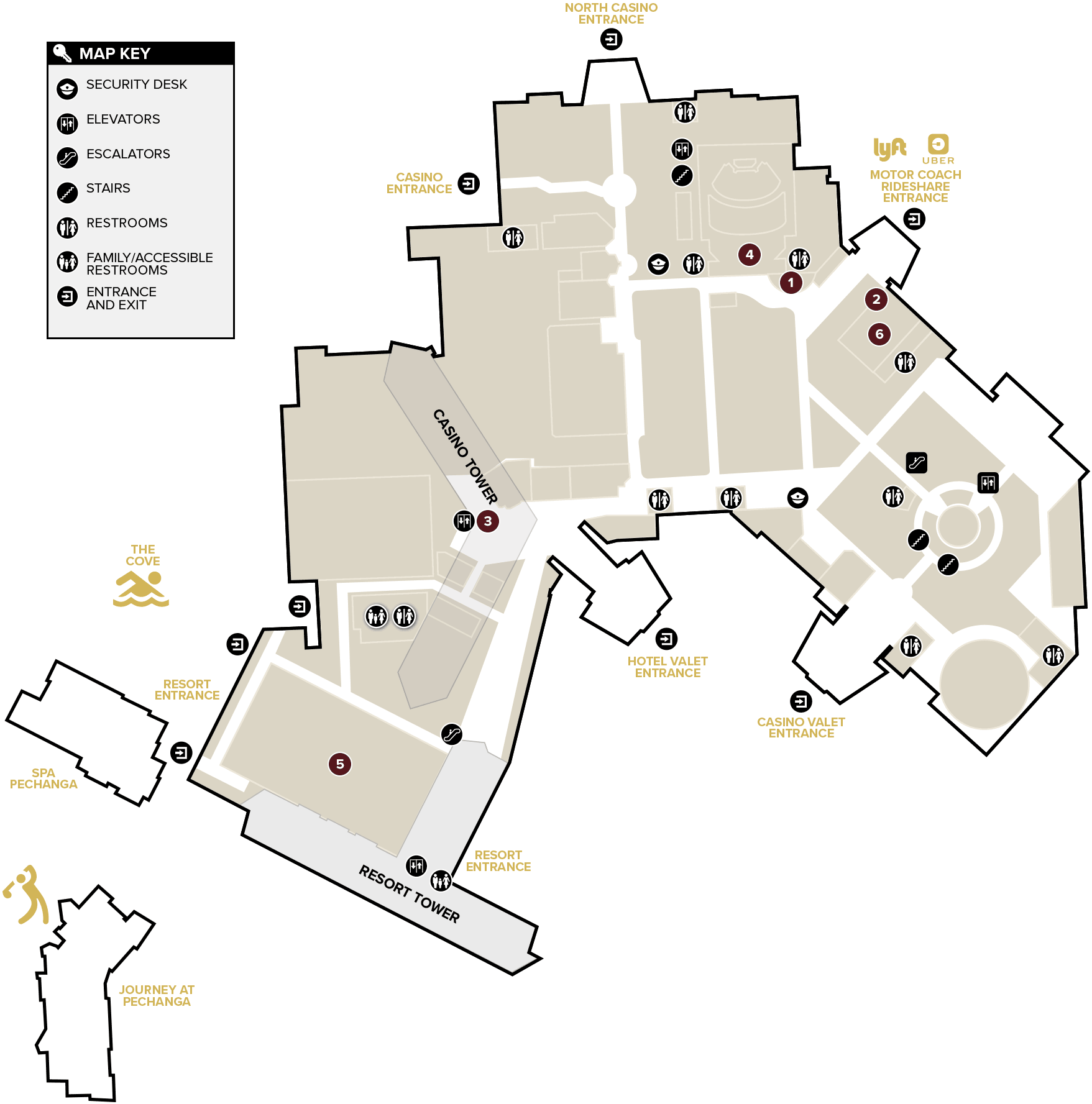 Pechanga Resort map showing entertainment venues