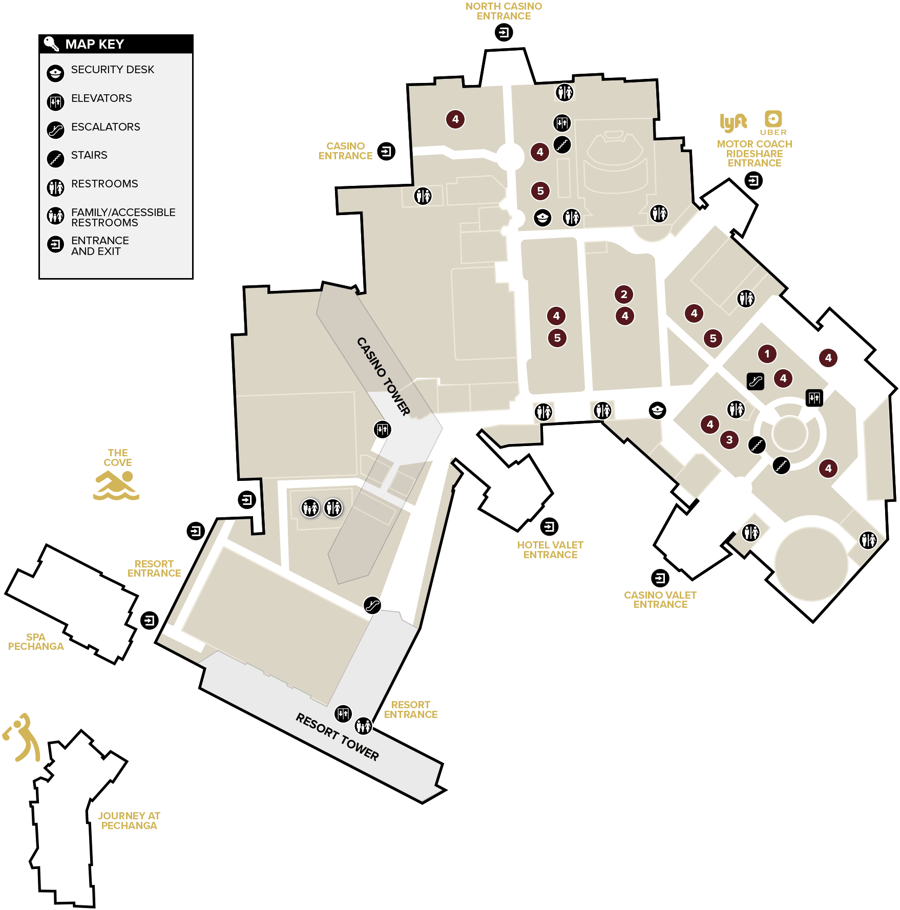 Pechanga Resort map highlighting casino gaming areas